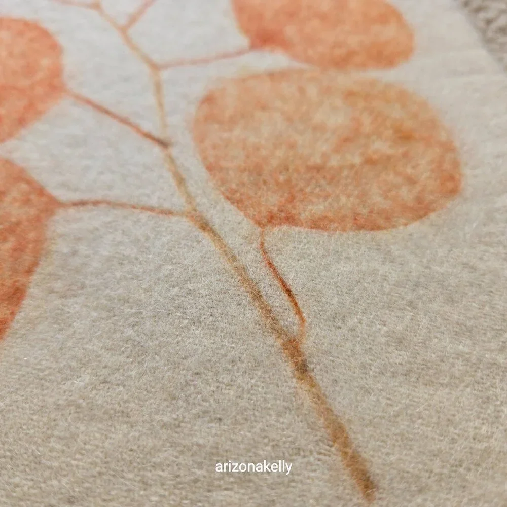 NWOT Handmade Wool Scarf Botanical Natural Dye Plants Eco Print Mayumix Designs - Picture 8 of 15